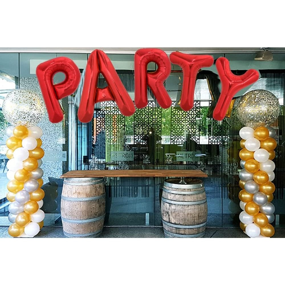 Balon Folie Metalizata Litera P, Decoratiune Petrecere Aniversara, Umflare Aer sau Heliu, Include Pai, 40 cm, Rosu