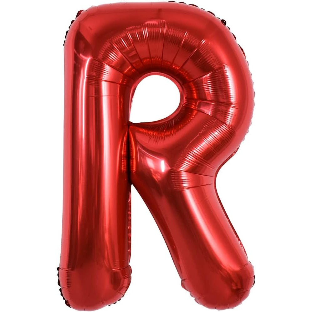 Balon Folie Metalizata Litera R, Decoratiune Petrecere Aniversara, Compatibil Heliu sau Aer, Aluminiu, Include Pai Umflare, Rosu, 40 cm