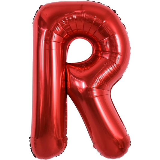 Balon Folie Metalizata Litera R, Decoratiune Petrecere Aniversara, Compatibil Heliu sau Aer, Aluminiu, Include Pai Umflare, Rosu, 40 cm