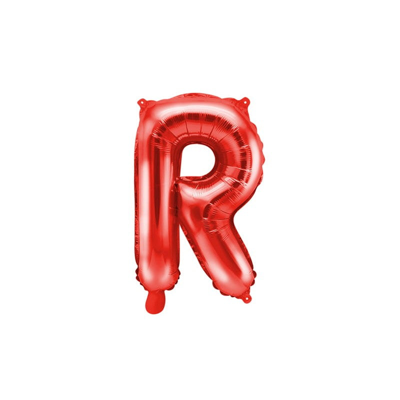 Balon Folie Metalizata Litera R, Decoratiune Petrecere Aniversara, Compatibil Heliu sau Aer, Aluminiu, Include Pai Umflare, Rosu, 40 cm