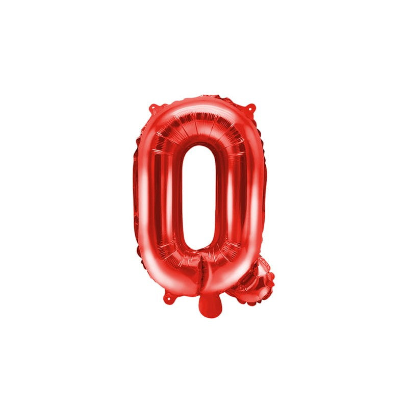 Balon Folie Metalizata Litera Q, Decoratiune Petrecere Aniversara, Compatibil Heliu sau Aer, Include Pai de Umflare, Aluminiu, 40 cm, Rosu