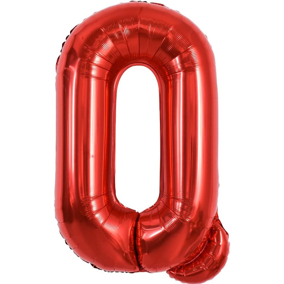 Balon Folie Metalizata Litera Q, Decoratiune Petrecere Aniversara, Compatibil Heliu sau Aer, Include Pai de Umflare, Aluminiu, 40 cm, Rosu