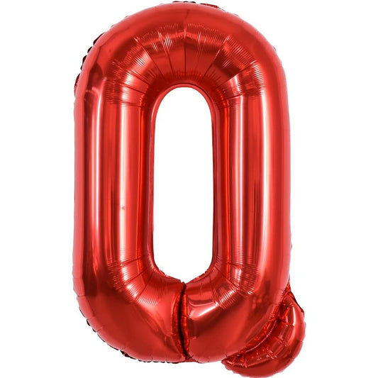 Balon Folie Metalizata Litera Q, Decoratiune Petrecere Aniversara, Compatibil Heliu sau Aer, Include Pai de Umflare, Aluminiu, 40 cm, Rosu