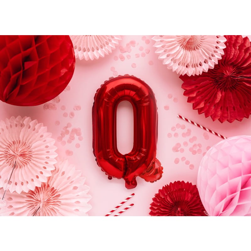 Balon Folie Metalizata Litera Q, Decoratiune Petrecere Aniversara, Compatibil Heliu sau Aer, Include Pai de Umflare, Aluminiu, 40 cm, Rosu