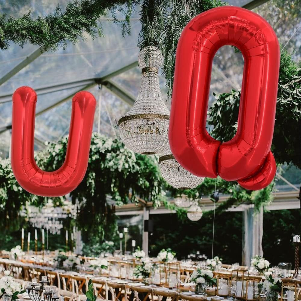 Balon Folie Metalizata Litera Q, Decoratiune Petrecere Aniversara, Compatibil Heliu sau Aer, Include Pai de Umflare, Aluminiu, 40 cm, Rosu