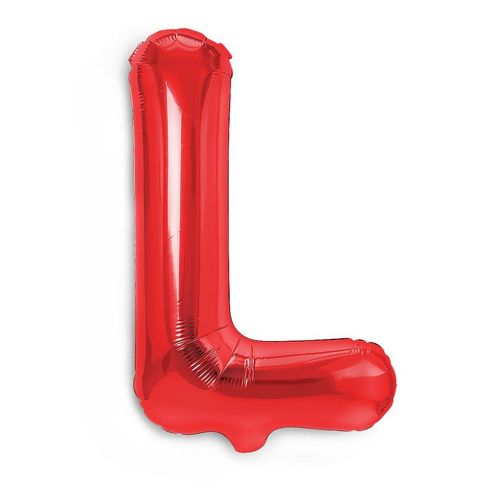 Balon Folie Metalizata Litera L, Decoratiuni Petrecere Aniversara, Compatibil Aer sau Heliu, Aluminiu, Inclus Pai Umflare, 40 cm, Rosu