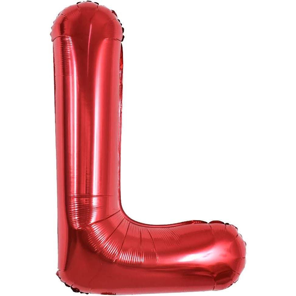 Balon Folie Metalizata Litera L, Decoratiuni Petrecere Aniversara, Compatibil Aer sau Heliu, Aluminiu, Inclus Pai Umflare, 40 cm, Rosu