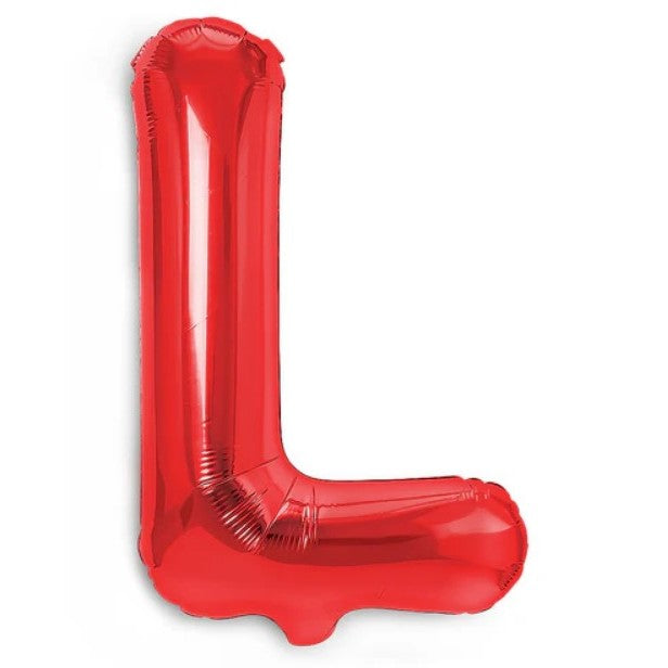 Balon Folie Metalizata Litera L, Decoratiuni Petrecere Aniversara, Compatibil Aer sau Heliu, Aluminiu, Inclus Pai Umflare, 40 cm, Rosu
