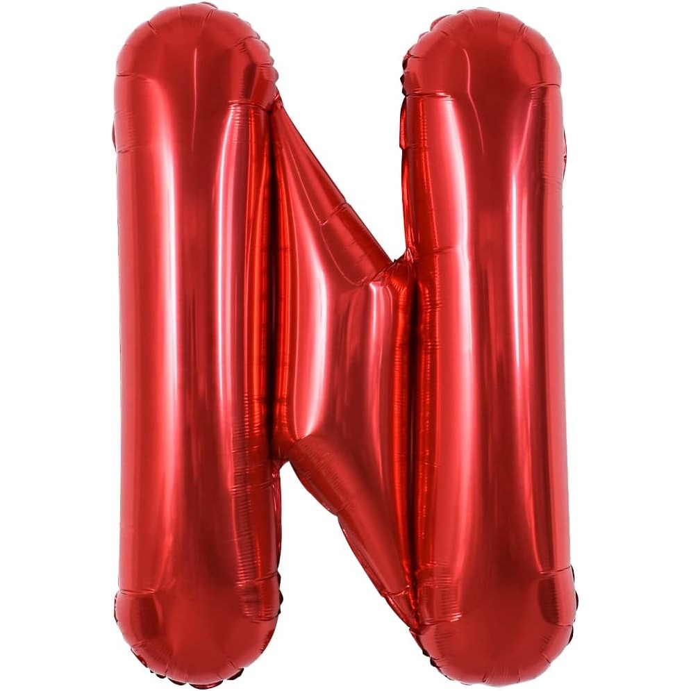 Balon Folie Metalizata Litera N, Decoratiune Petrecere si Aniversari, Compatibil Heliu sau Aer, Include Pai Umflare, Aluminiu, 40 cm, Rosu