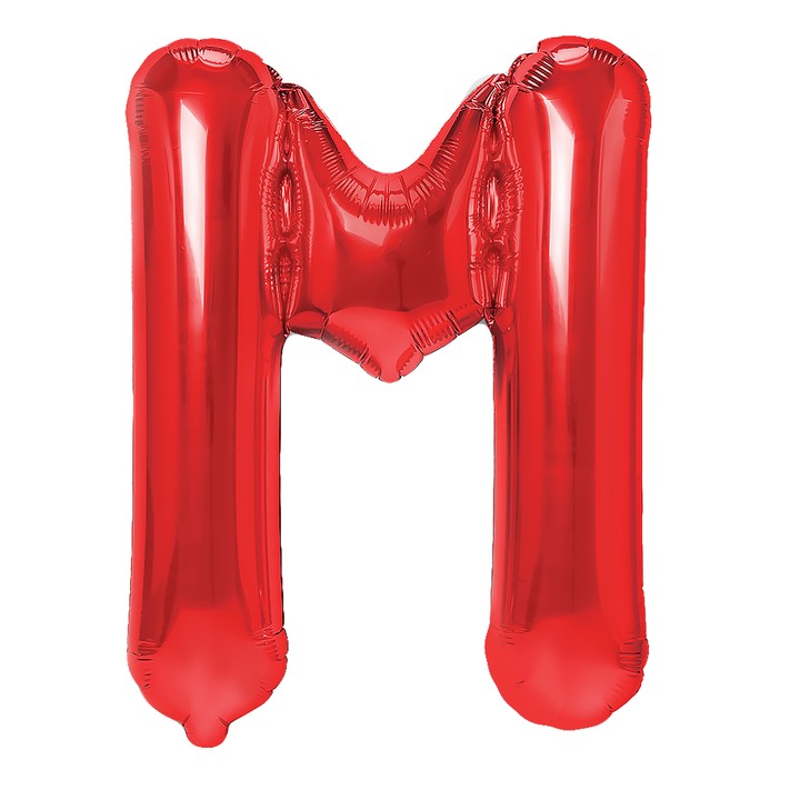 Balon Folie Metalizata Litera M, Decoratiune Aniversara pentru Aer sau Heliu, Folie Aluminiu, Include Pai Umflare, 40 cm, Rosu