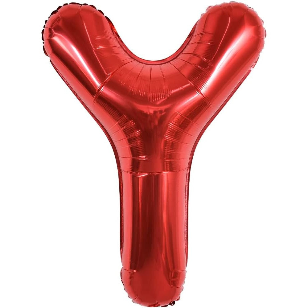 Balon Folie Metalizata Litera Y, Reutilizabil, Umflare Aer sau Heliu, Include Pai, Aluminiu, 40 cm, Rosu
