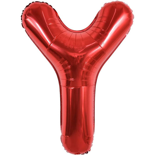 Balon Folie Metalizata Litera Y, Reutilizabil, Umflare Aer sau Heliu, Include Pai, Aluminiu, 40 cm, Rosu