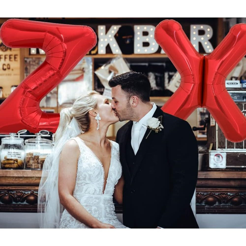 Balon Folie Metalizata Litera Z, Model Reutilizabil pentru Petreceri si Aniversari, Umflare Heliu sau Aer, Pai Inclus, Rosu, 40 cm