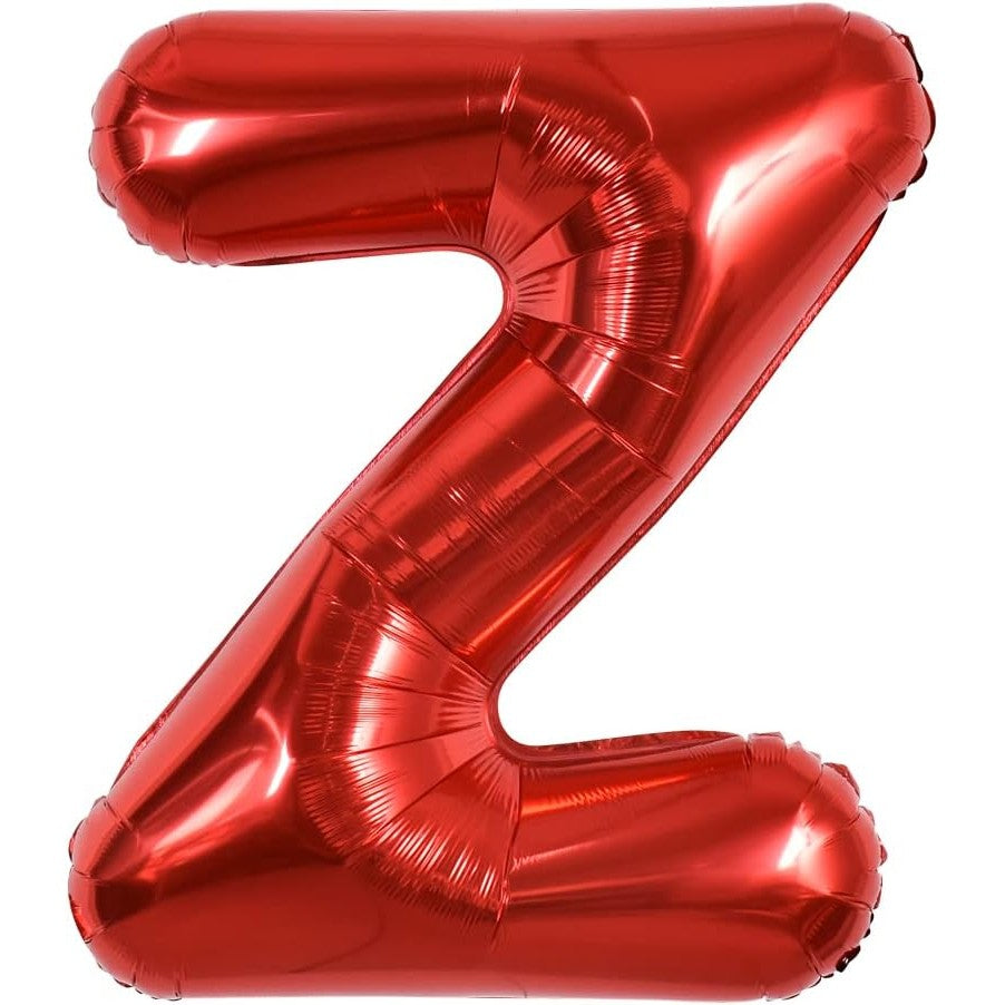 Balon Folie Metalizata Litera Z, Model Reutilizabil pentru Petreceri si Aniversari, Umflare Heliu sau Aer, Pai Inclus, Rosu, 40 cm