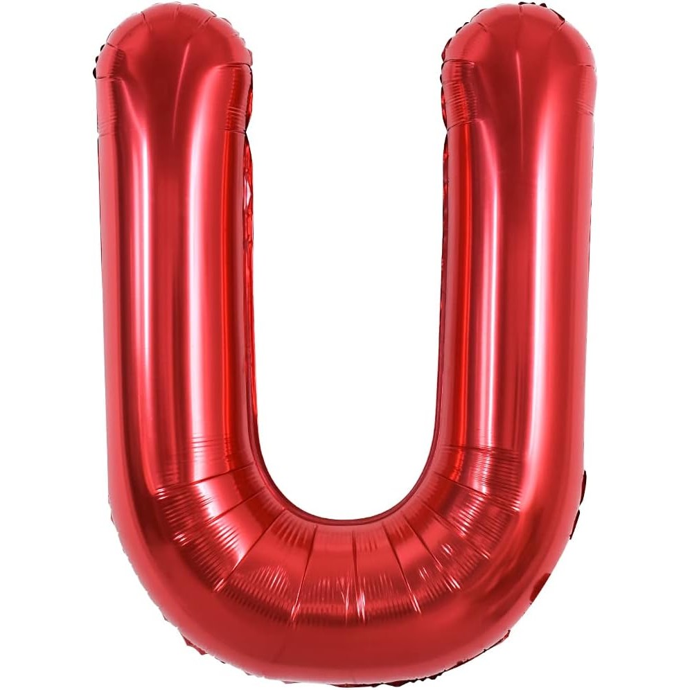 Balon Folie Metalizata Litera U, Decoratiuni Petrecere Aniversara, Umflare Aer sau Heliu, Aluminiu, 40 cm, Rosu