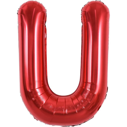 Balon Folie Metalizata Litera U, Decoratiuni Petrecere Aniversara, Umflare Aer sau Heliu, Aluminiu, 40 cm, Rosu