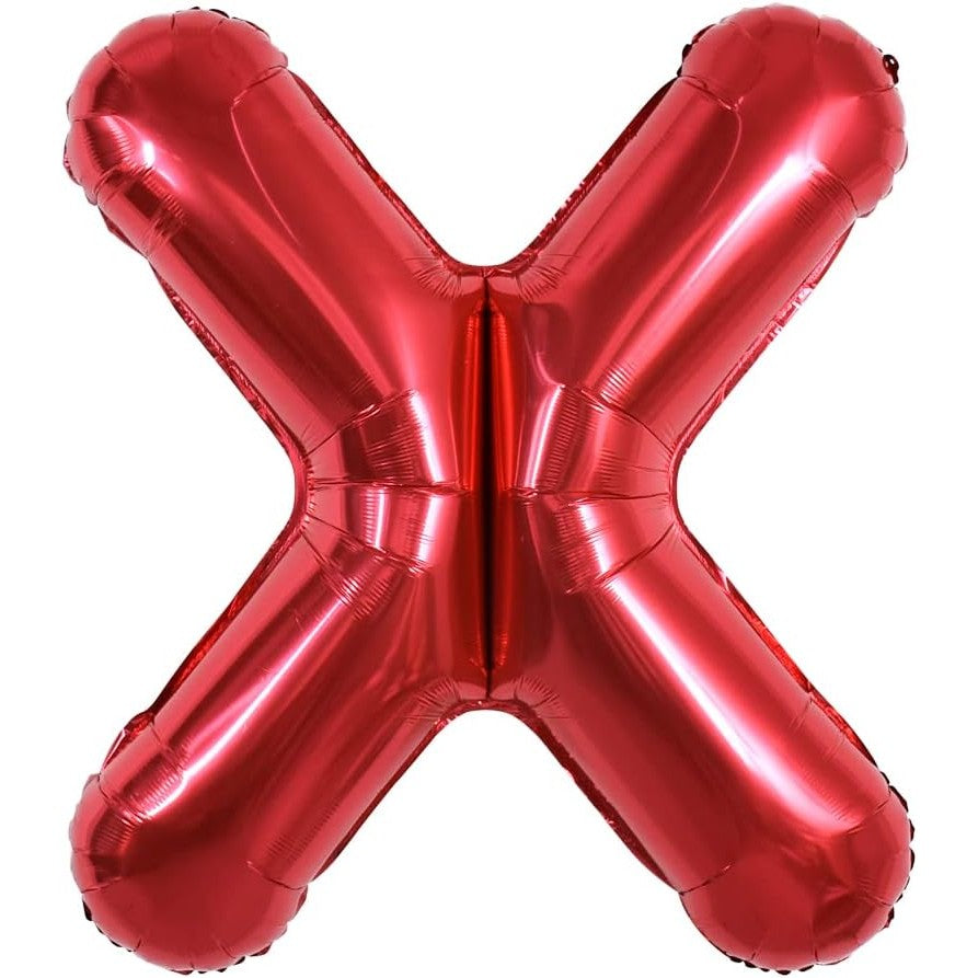 Balon Folie Metalizata Litera X, Reutilizabil, Compatibil Heliu sau Aer, Aluminiu, Include Pai Umflare, 40 cm, Rosu