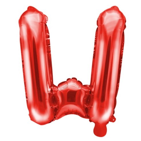 Balon Folie Metalizata Litera W, Decoratiuni Petrecere si Aniversari, Umflare Heliu sau Aer, Include Pai, 40 cm, Rosu