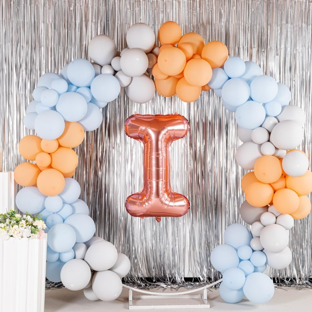 Balon Folie Metalizata Litera I, Dimensiune Mare 100 cm, Umflare cu Heliu sau Aer, Material Rezistent, Include Pai Umflare, Rose Gold