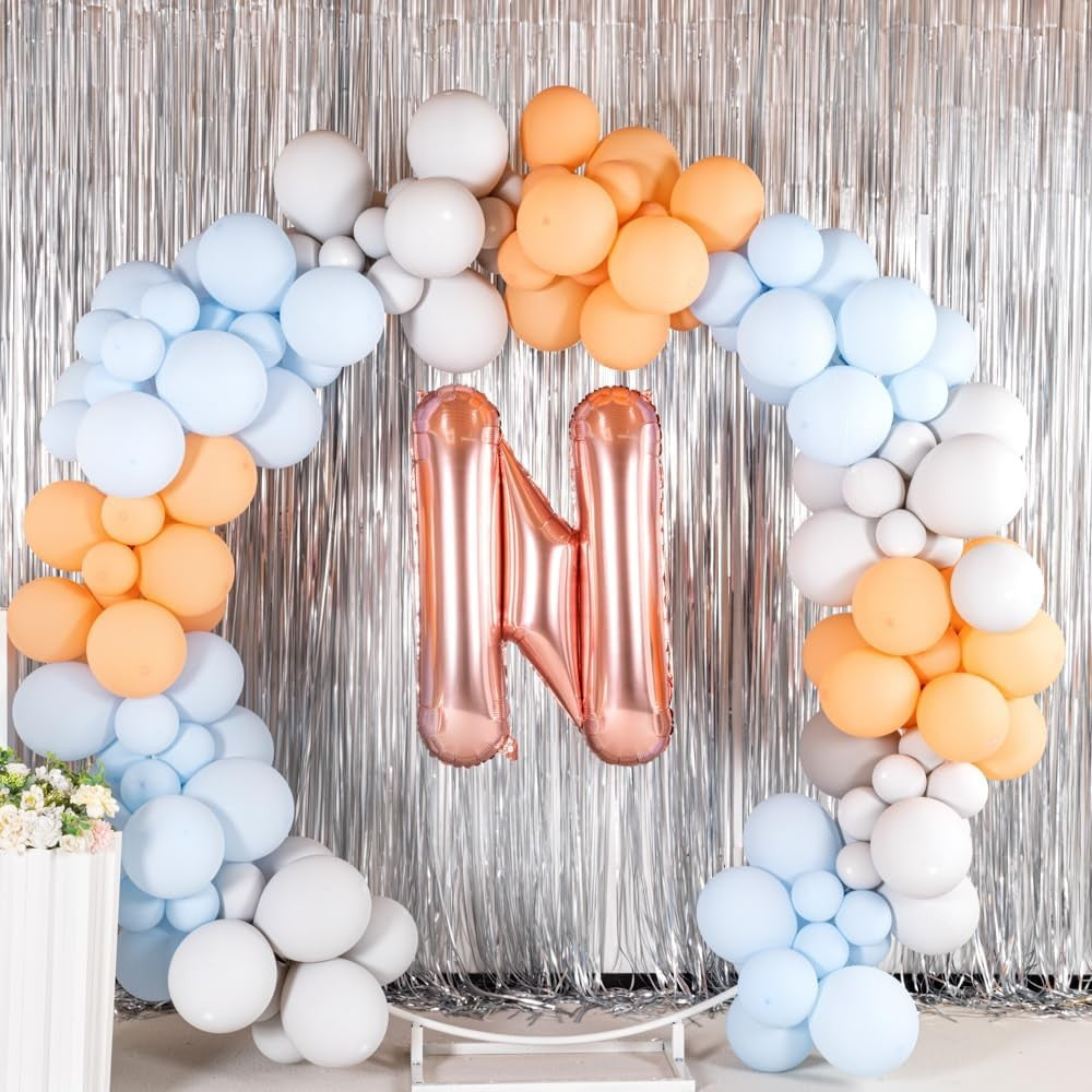 Balon Folie Metalizata Litera N, Decoratiune Petrecere Aniversara, Umflare Heliu sau Aer, Aluminiu, Inaltime 100 cm, Rose Gold