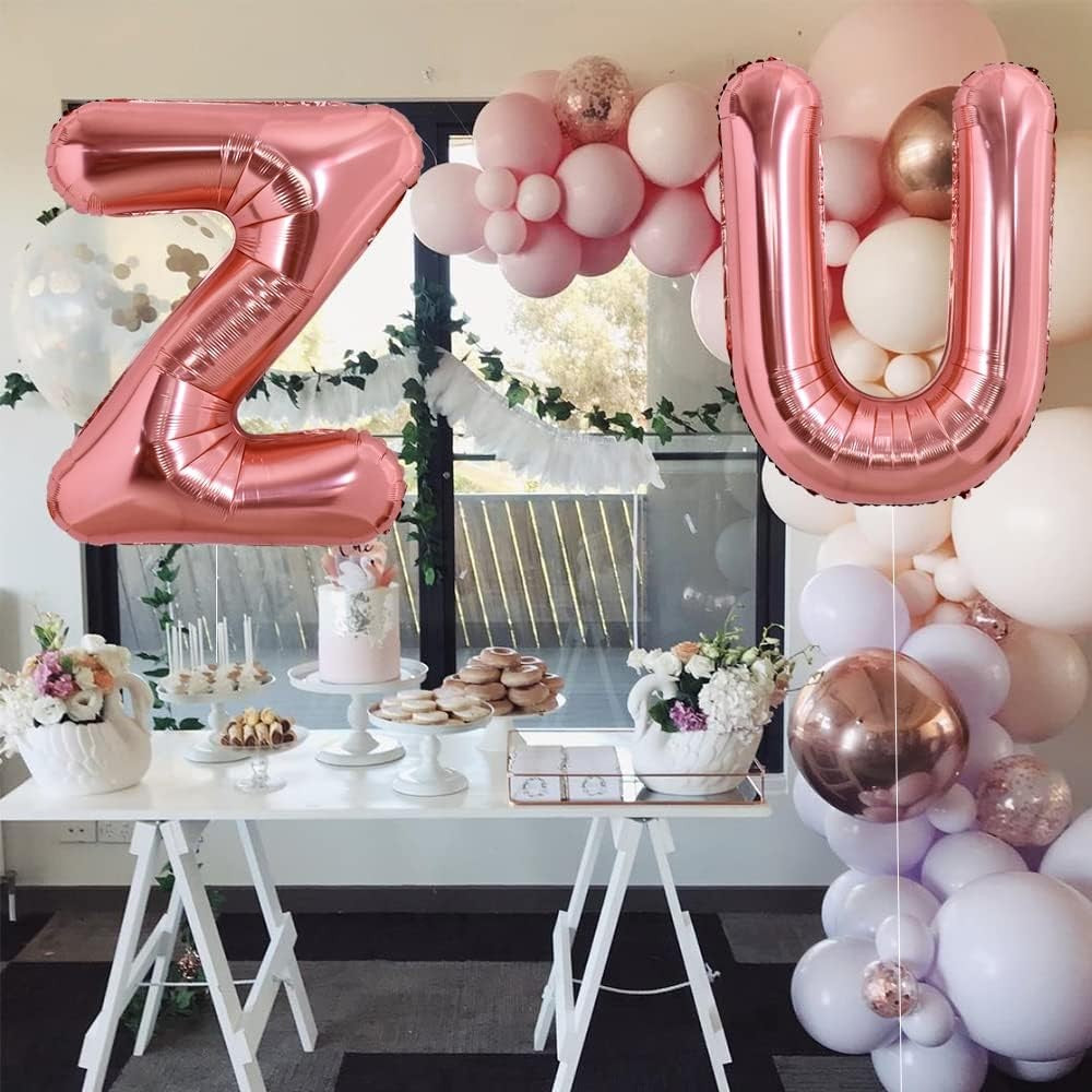 Balon Folie Metalizata Litera U, Umflare Heliu sau Aer, Decoratiuni Petrecere, Aluminiu, Inclus Pai Umflare, 100 cm, Rose Gold