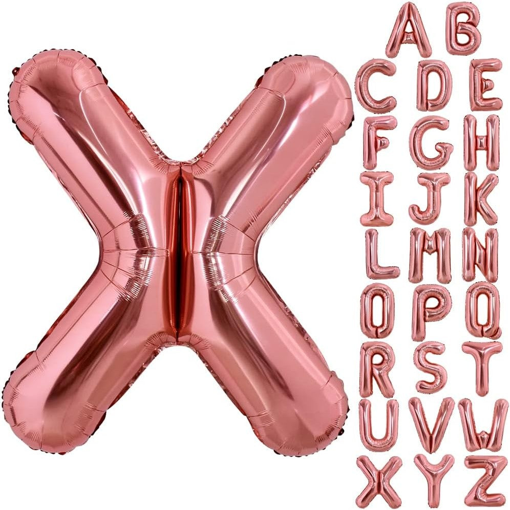 Balon Folie Metalizata Litera X, Gigant 100 cm, Umflare Heliu sau Aer, Aluminiu, Rose Gold