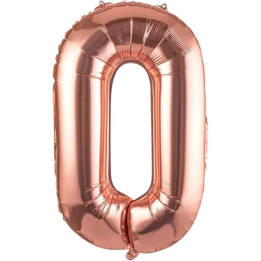 Balon Folie Metalizata Litera O, Balon Gigant pentru Petreceri si Aniversari, Umflare cu Heliu sau Aer, Aluminiu, Inaltime 100 cm, Pai Inclus, Rose Gold