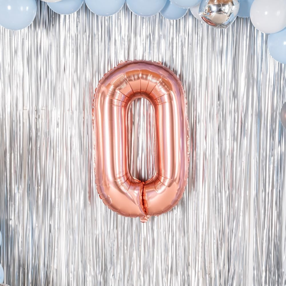 Balon Folie Metalizata Litera O, Balon Gigant pentru Petreceri si Aniversari, Umflare cu Heliu sau Aer, Aluminiu, Inaltime 100 cm, Pai Inclus, Rose Gold