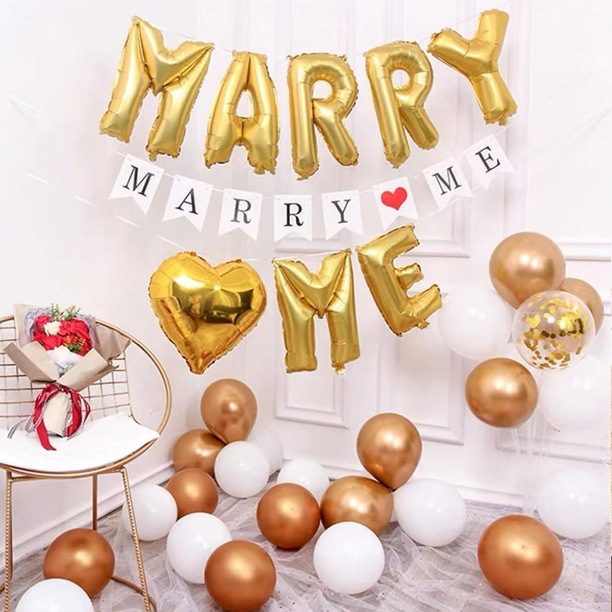 Balon Folie Metalizata Litera E, Umflare Heliu sau Aer, Material Rezistent, Accesorii Incluse, Auriu, 80 cm