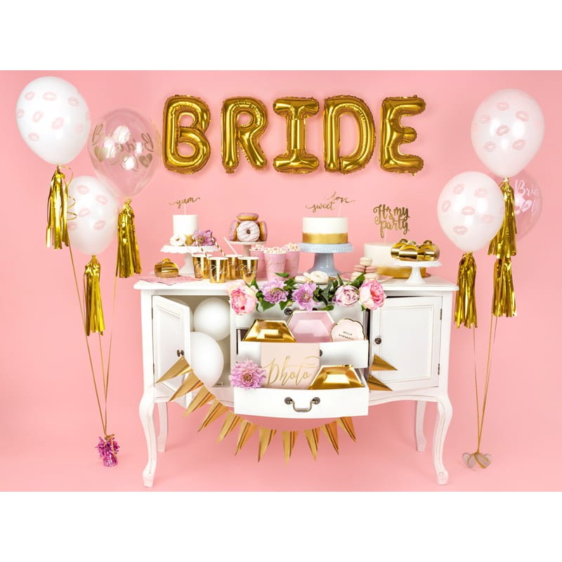 Balon Folie Metalizata Litera E, Umflare Heliu sau Aer, Material Rezistent, Accesorii Incluse, Auriu, 80 cm