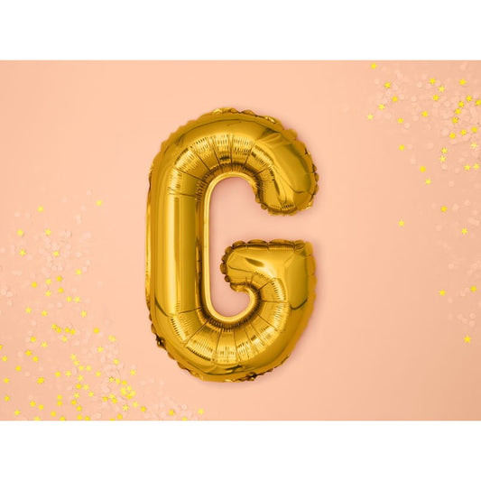Balon Folie Metalizata Litera G, Model Mare Aniversar, Umflare Aer sau Heliu, Folie Aluminiu, Inclus Pai de Umflare, 80 cm, Auriu