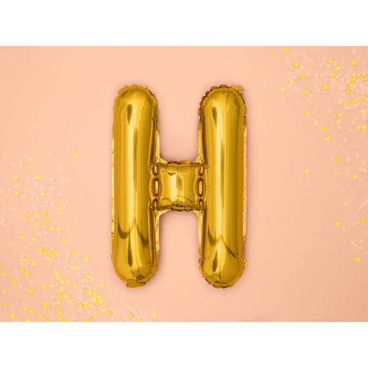 Balon Folie Metalizata Litera H, Balon Aniversar pentru Aer sau Heliu, Material Aluminiu Rezistent, Include Pai Umflare, Auriu, 80 cm