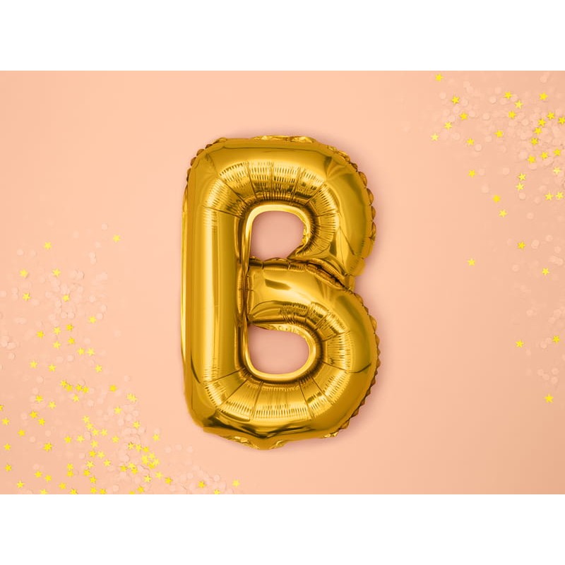 Balon Folie Metalizata Litera B, Decoratiuni Petrecere, Umflare Heliu sau Aer, Aluminiu, Auriu, 80 cm