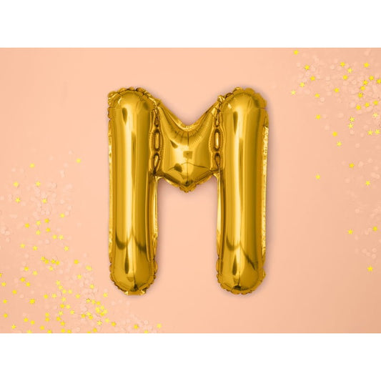Balon Folie Metalizata Litera M, Ornament Aniversare Umplere Heliu sau Aer, Aluminiu, 80 cm, Auriu