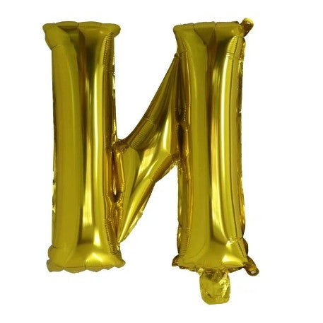 Balon Folie Metalizata Litera N, Decor Petrecere Aniversara, Compatibil Heliu sau Aer, Include Pai Umflare, Aluminiu, 80 cm, Auriu