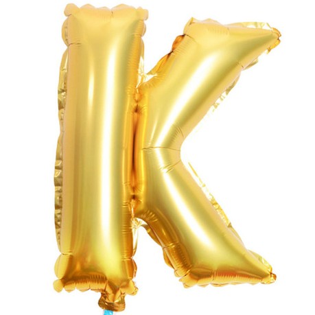 Balon Folie Metalizata Litera K, Decor Petrecere Aniversara, Material Aluminiu, Compatibil Heliu sau Aer, Include Pai Umflare, Auriu, 80 cm