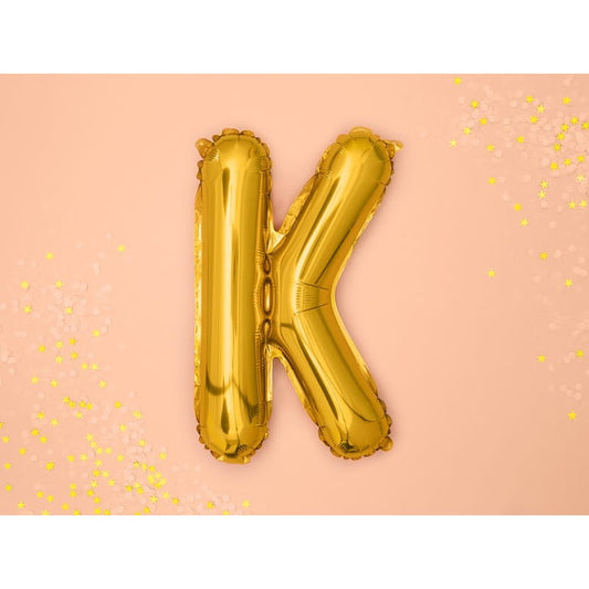 Balon Folie Metalizata Litera K, Decor Petrecere Aniversara, Material Aluminiu, Compatibil Heliu sau Aer, Include Pai Umflare, Auriu, 80 cm