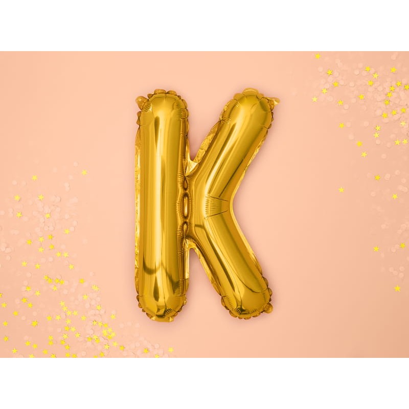 Balon Folie Metalizata Litera K, Decor Petrecere Aniversara, Material Aluminiu, Compatibil Heliu sau Aer, Include Pai Umflare, Auriu, 80 cm