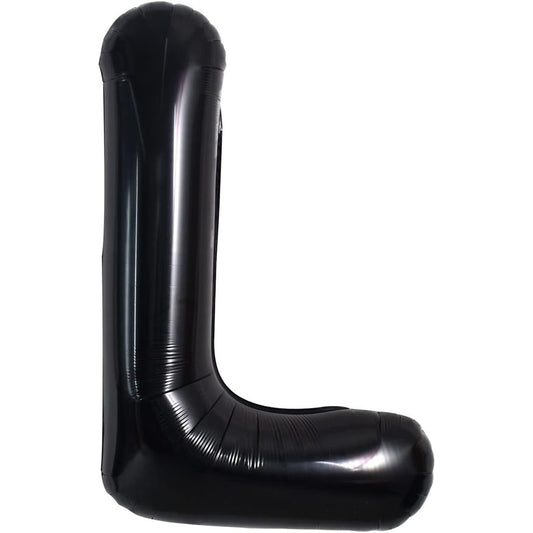 Balon Folie Metalizata Litera L, Decoratiuni Petrecere si Aniversari, Umflare Heliu sau Aer, Include Pai, 40 cm, Negru
