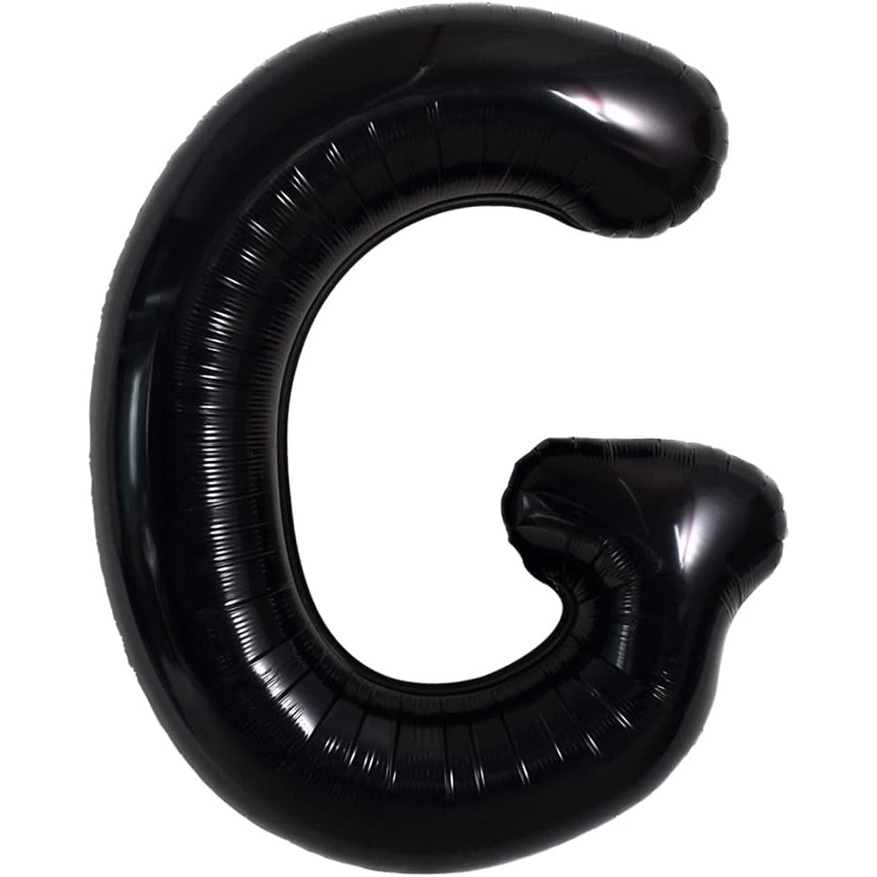 Balon Folie Metalizata Litera G, Decoratiuni Petrecere Aniversara, Umflare Aer sau Heliu, Aluminiu, 40 cm, Pai Inclus, Negru