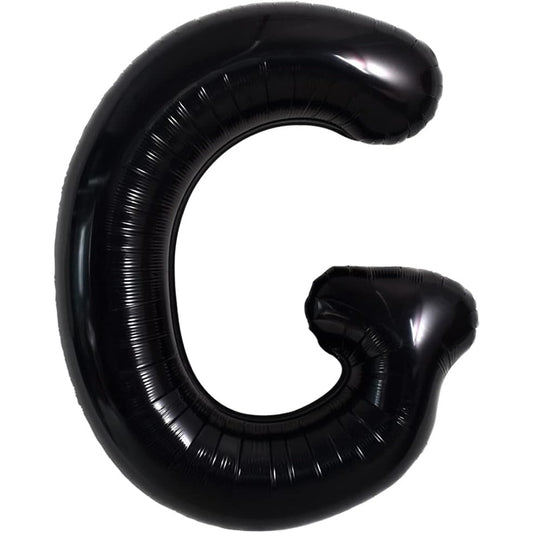 Balon Folie Metalizata Litera G, Decoratiuni Petrecere Aniversara, Umflare Aer sau Heliu, Aluminiu, 40 cm, Pai Inclus, Negru
