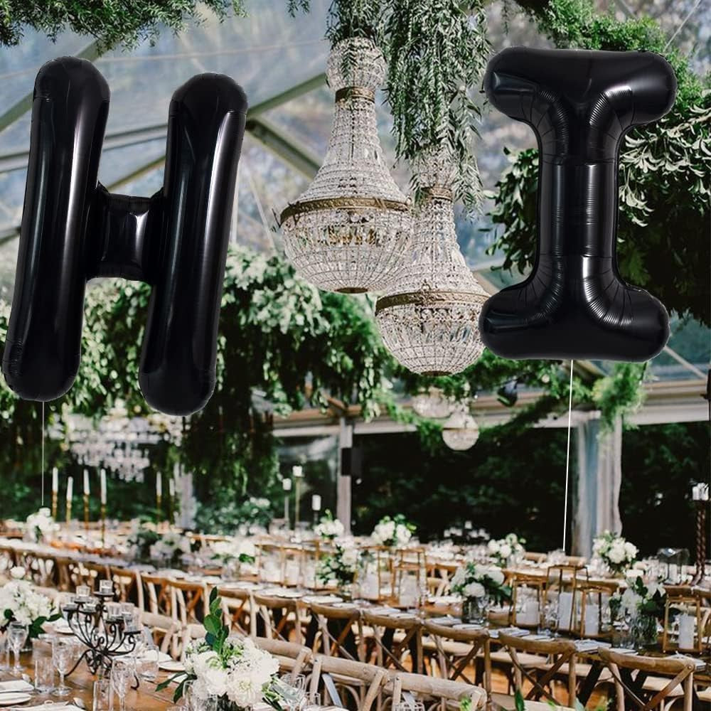 Balon Folie Metalizata Litera H, Pentru Heliu Sau Aer, Decor Petrecere, Aluminiu, 40 cm, Negru