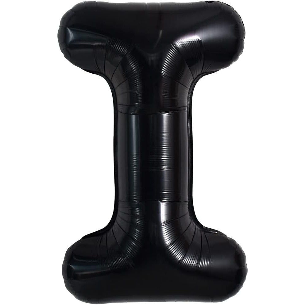 Balon Folie Metalizata Litera I, Decoratiune Petrecere Aniversara, Umflare Heliu sau Aer, Aluminiu, Inaltime 40 cm, Negru