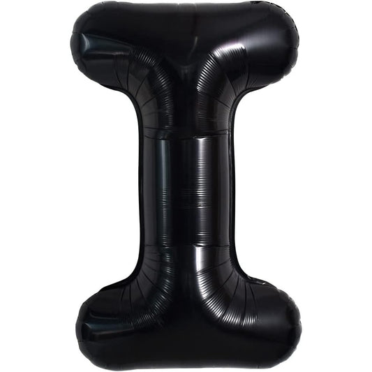 Balon Folie Metalizata Litera I, Decoratiune Petrecere Aniversara, Umflare Heliu sau Aer, Aluminiu, Inaltime 40 cm, Negru