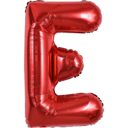 Balon Folie Metalizata Litera E, Umflare Heliu sau Aer, Aluminiu Rezistent, Accesorii Incluse, Rosu, 40 cm