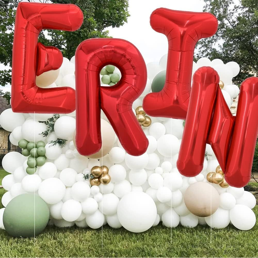 Balon Folie Metalizata Litera E, Umflare Heliu sau Aer, Aluminiu Rezistent, Accesorii Incluse, Rosu, 40 cm