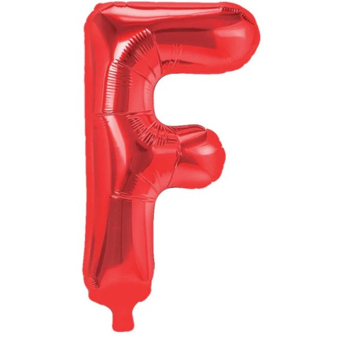 Balon Folie Metalizata Litera F, Decoratiune Petrecere Aniversara, Aluminiu Rezistent, Umflare Heliu sau Aer, Pai Inclus, 40 cm, Rosu