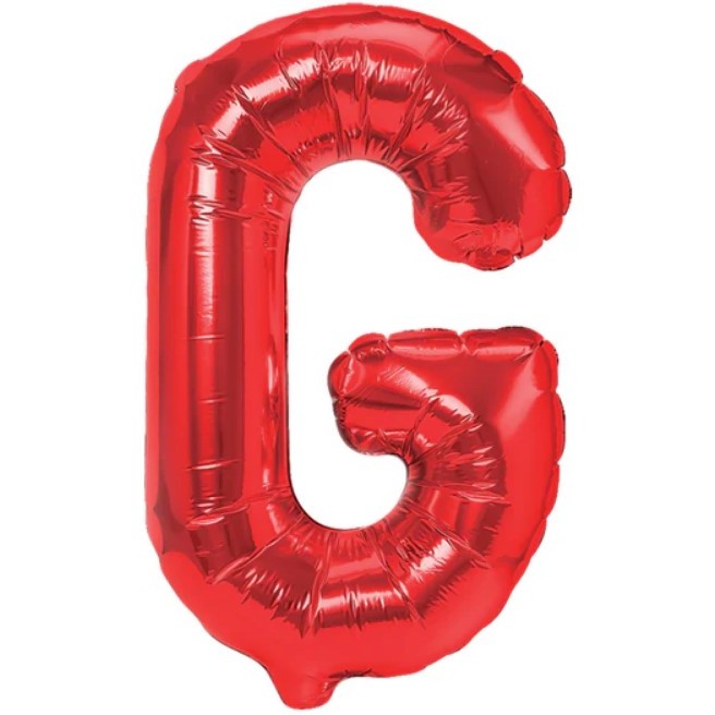 Balon Litera G din Folie Metalizata, Decoratiune Petrecere Aniversara, Aluminiu, Rezistent la Heliu sau Aer, Include Pai de Umflare, 40 cm, Rosu