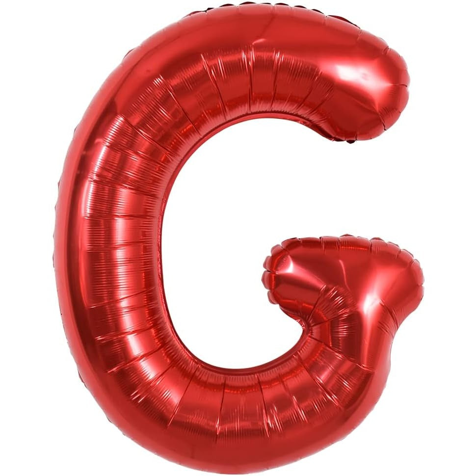 Balon Litera G din Folie Metalizata, Decoratiune Petrecere Aniversara, Aluminiu, Rezistent la Heliu sau Aer, Include Pai de Umflare, 40 cm, Rosu