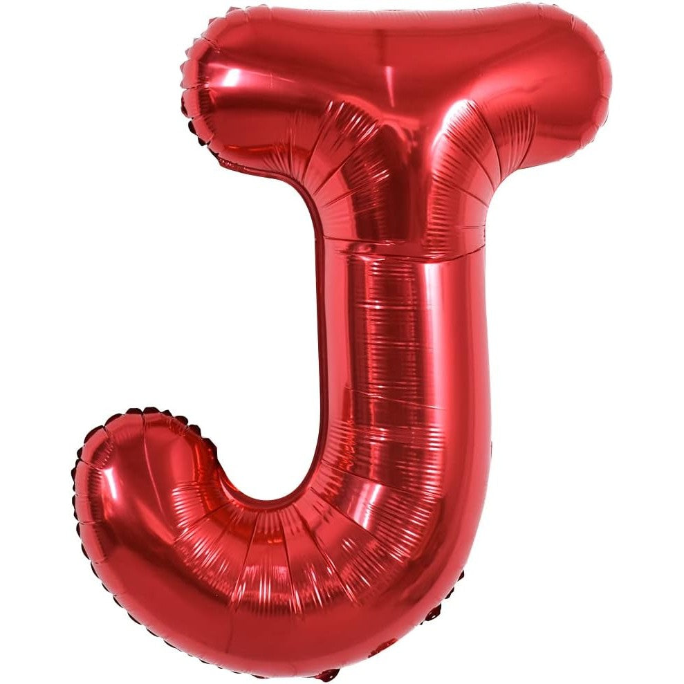 Balon Folie Metalizata Litera J, Decoratiuni Petrecere, Umflare Heliu sau Aer, Material Rezistent, Pai Inclus, 40 cm, Rosu
